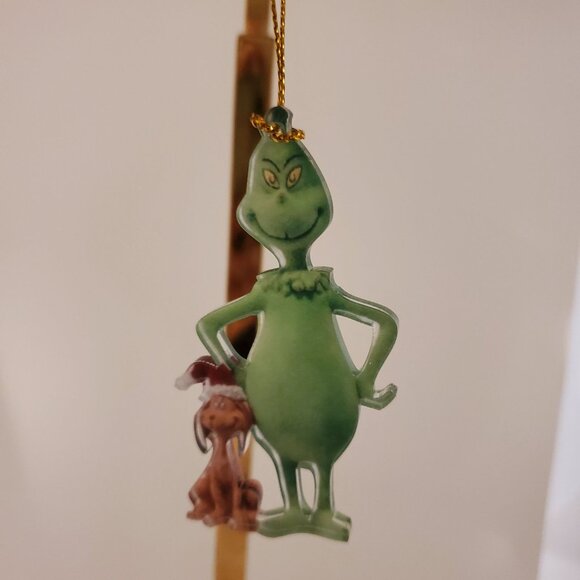 Dr. Seuss Department 56 Grinch Flocked & Max Ornament Christmas Holiday Decor - Picture 2 of 6
